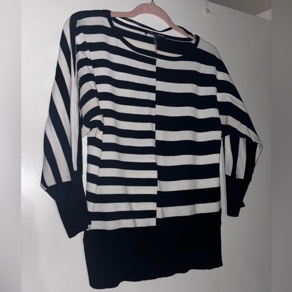 Sweaters - Striped Black and White Women's Sweater